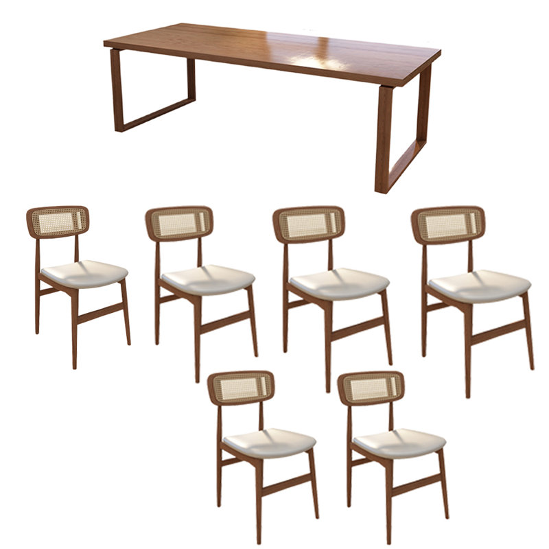 Ash wood dining table sets, 29.52"H x 70.86"L x 31.49"W