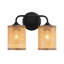 Meuble-lavabo double avec abat-jour en rotin naturel Quell