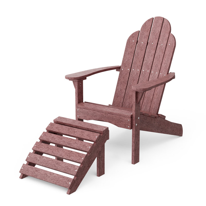 Classic Adirondack Chair with Ottoman, Cherry Wood