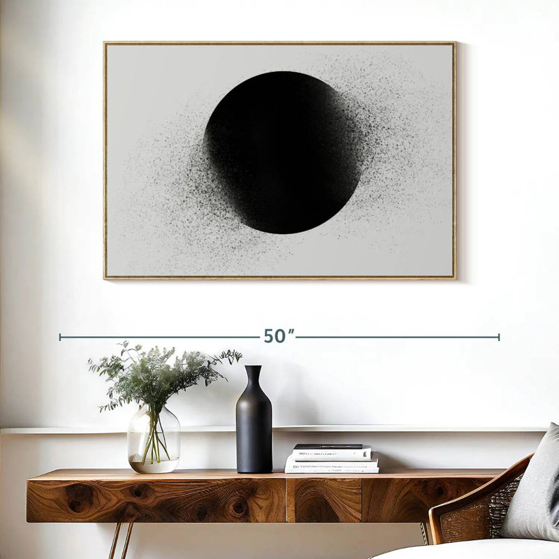 Cercle géométrique Prieto, Cadre flottant en bois naturel, 40 po x 27 po