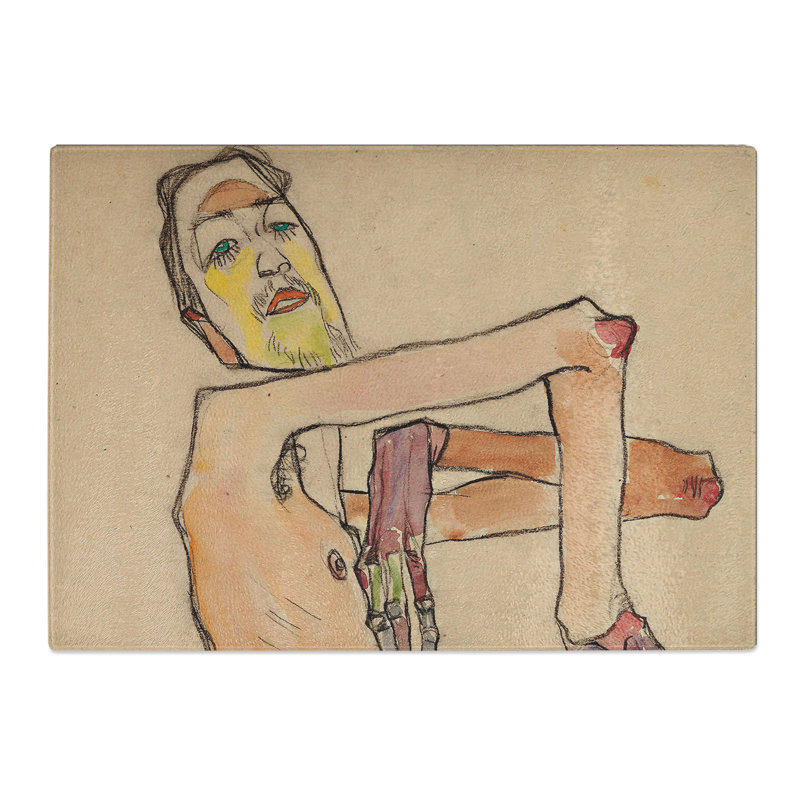 Male Nude Vol.1 by Egon Schiele Chopping Board, 0.4cm H x 20cm W x 28.5cm L