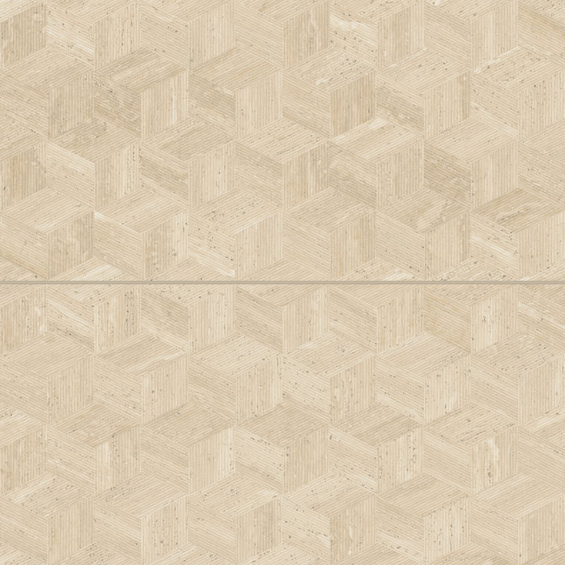 Sensi Roma 24" x 48" Porcelain Patterned Wall & Floor Tile, Cream