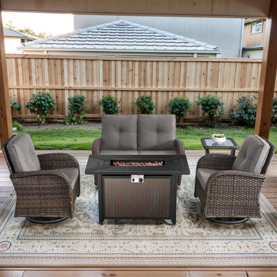Aluel 5-Pieces Outdoor Fire Pit Table Combination Set