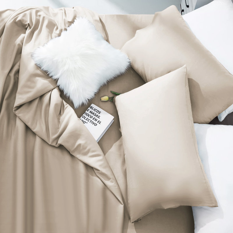 Laurne 200 Thread Count Microfiber Brushed Deep Fitted Bed Sheet, Super King (6'), Cream