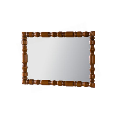 Vintage Wooden Carved Wall Mirror, Decorative Column Frame for Living Room/Entryway Retro Decor