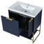 Meuble de salle de bain autoportant 30 po - Lavabo en résine et meuble de rangement stable bleu marine