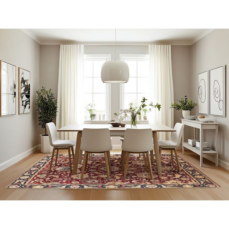 Tapis oriental rouge / beige Hamlig, Rectangle 7 pi x 10 pi