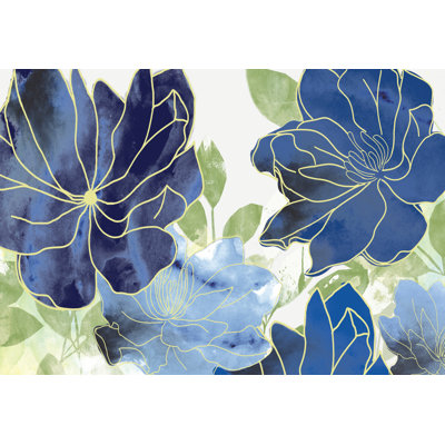 Blue Sketch Flowers - Wrapped Canvas Painting