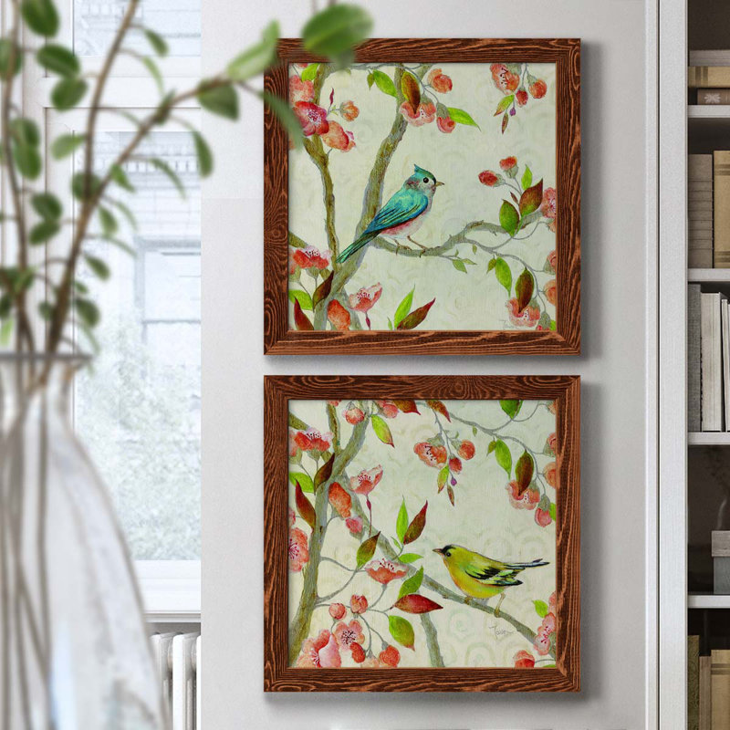 Song of Spring Blue Af après-midi, ensemble de 2 peintures sur toile encadrées, H 17 po x l 34 po x P 1,5 po