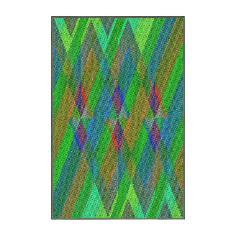 Tapis vert/bleu tissé à la machine, Tapis de couloir 2 pi x 5 pi