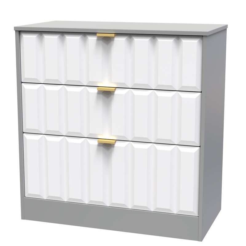 Besian 77cm W 3 - Drawer Chest of Drawers, White Matt/Dusk Grey
