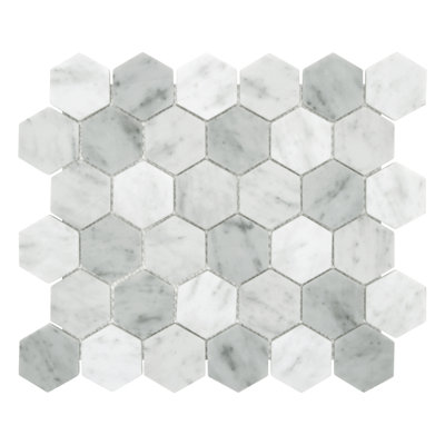 Carreau de sol et de mur hexagonal en verre recyclé 12 po x 10 po