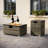 32" Rectangular Propane Fire Pit Table With Wicker Base - Includes Tank Cover, 50,000 BTU, 2-Piece Steel Patio Heater-1545013969