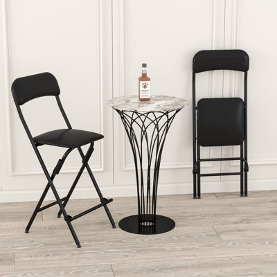 37'' Foldable Bar Stool Vinly Padded Folding Chair, Set Of 2