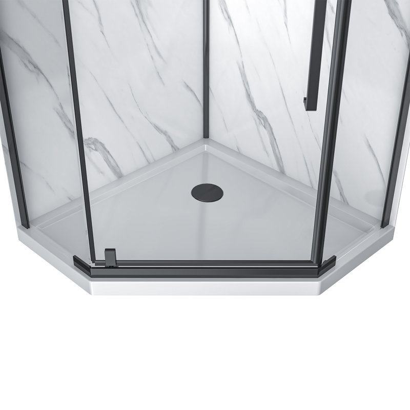 Capri 36'' Black Aluminum Neo-Angle Shower Kit