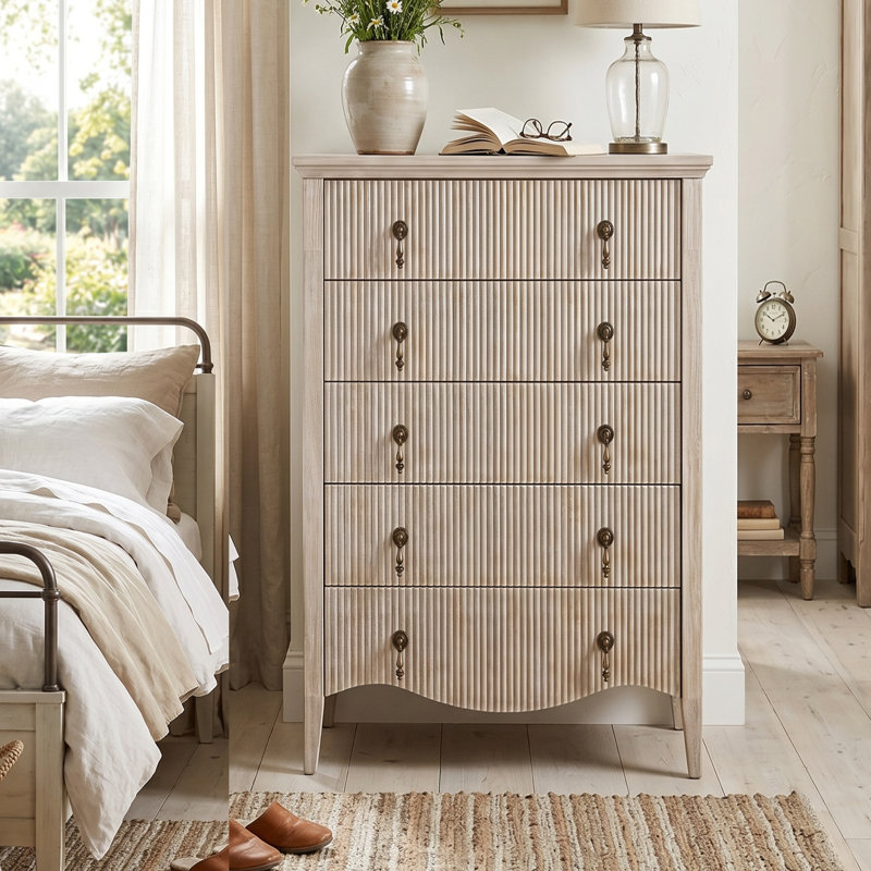 Commode 5 tiroirs Avenall, Chêne blanc