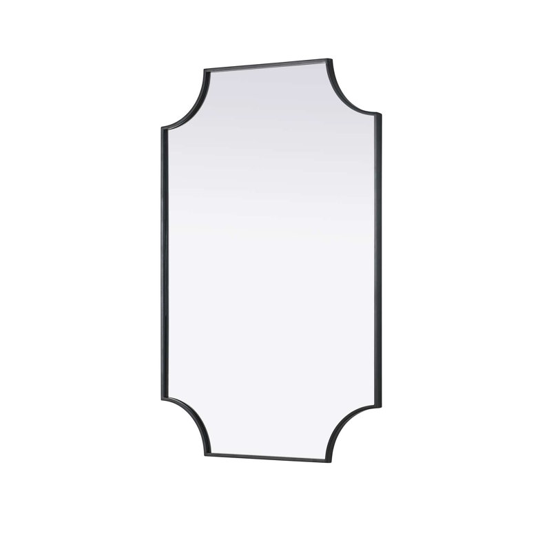 Notched Metal Mirror 27x42 inch in Black, Black, 42" x 27"