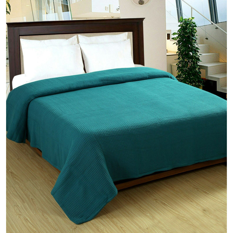 Couverture luxueuse en coton peigné, Bleu sarcelle, Très grand