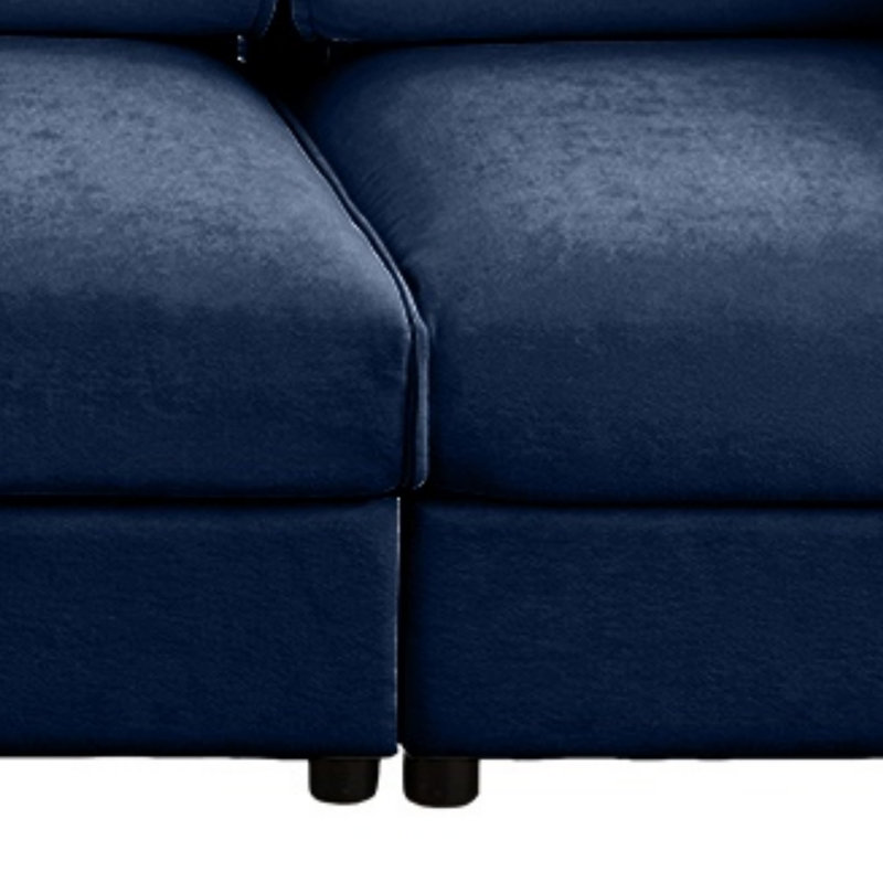 Canapé modulaire de 142 pouces avec rangement sous le siège et dossiers ergonomiques, Bleu