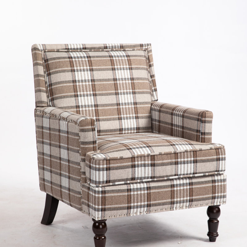 27.15'' Wide Upholstered Accent Armchair with Solid Wood Legs, Coffee Check