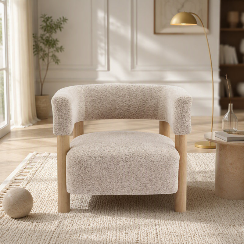 Boucle Upholstered Accent Arm Chair