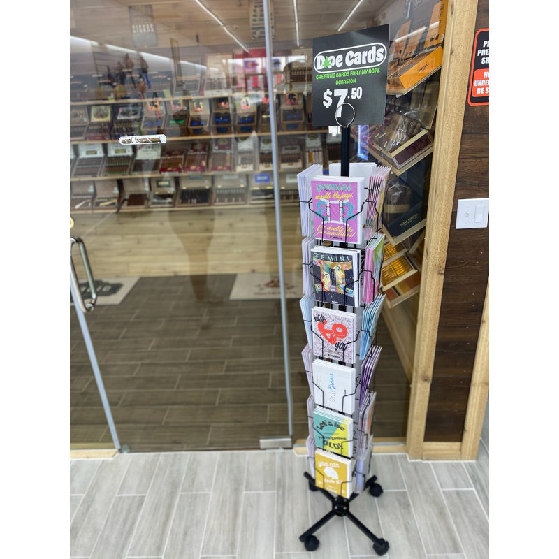 Black Metal 24-Pocket Spinning Greeting Card Rack