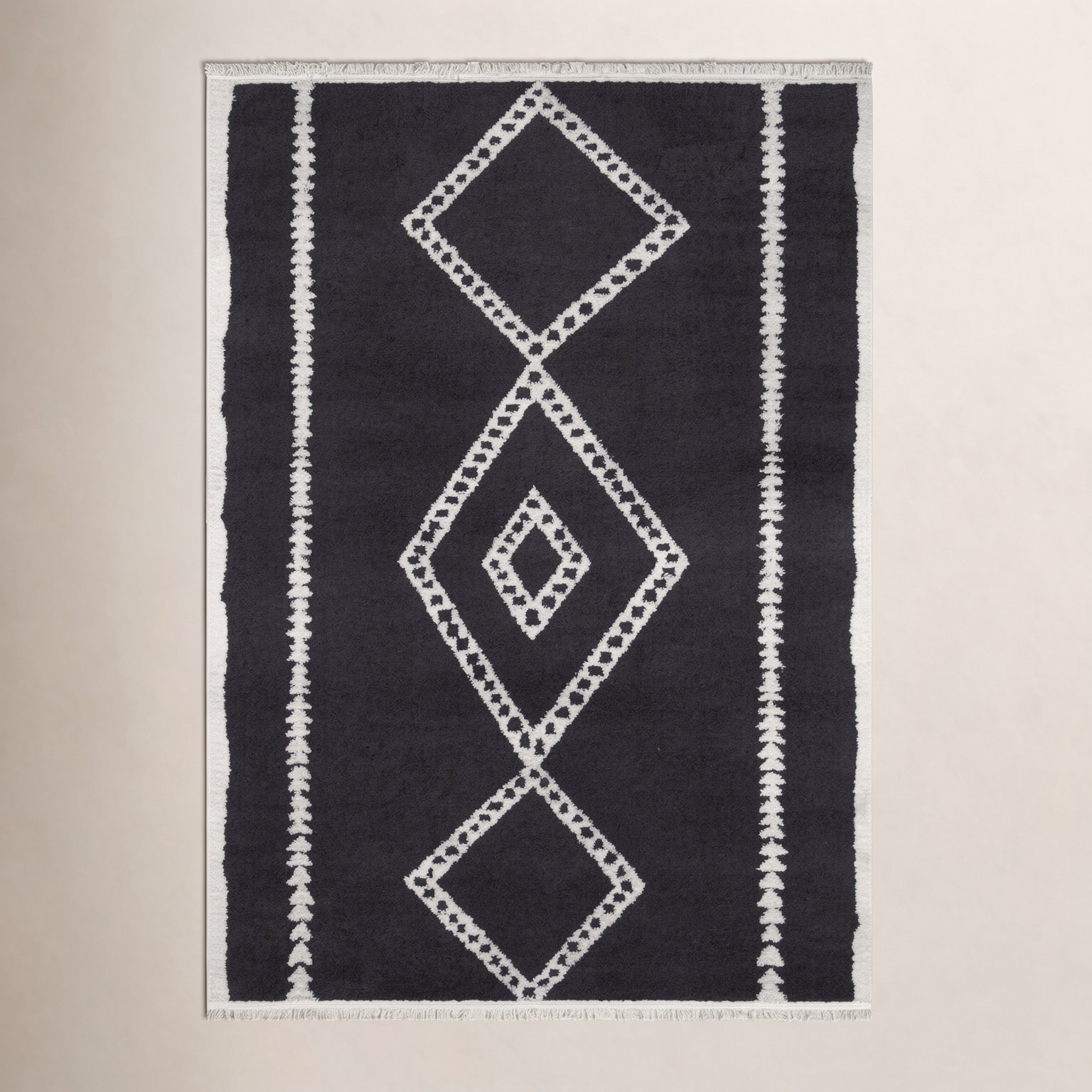 Lange Black White Southwestern Rug, Rectangle 3'3" x 5'