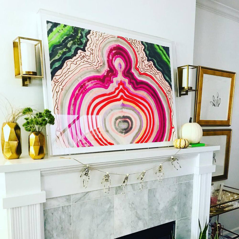 Strawberry Agate By Kristi Kohut, White Wood, 18" H x 24" W