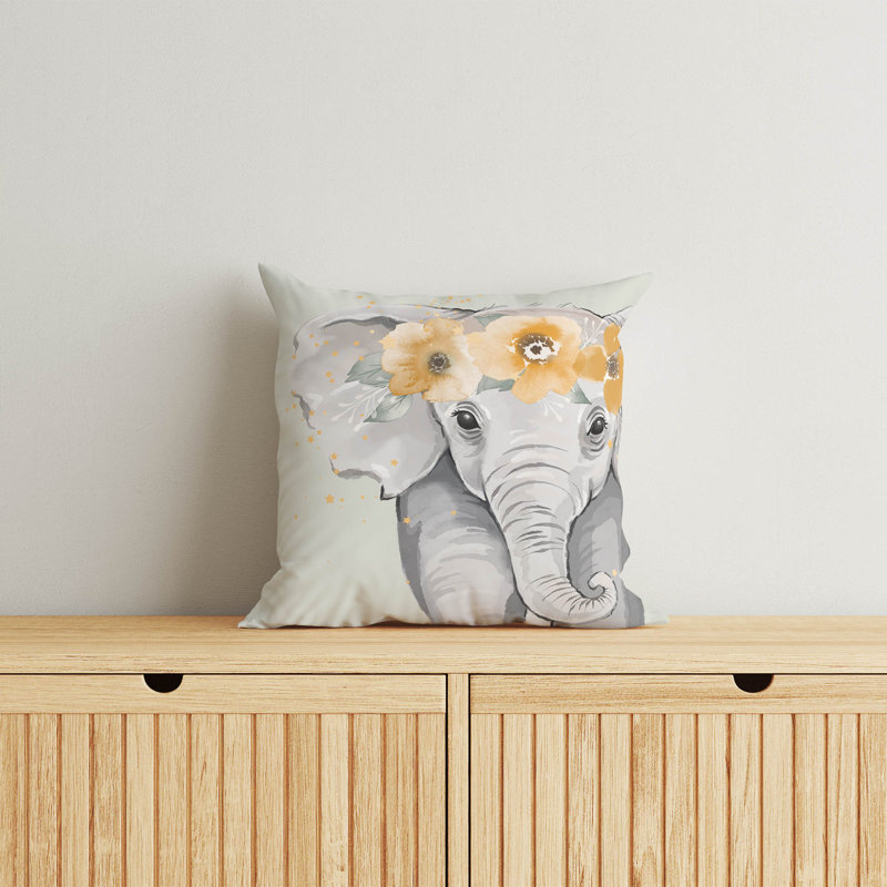 Coussin Elephant, H 20 po x l 20 po