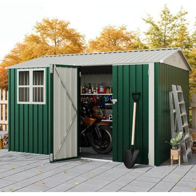 Remise de rangement extérieure résistante aux intempéries verte 10 x 8 pi 450 pieds cubes Gable