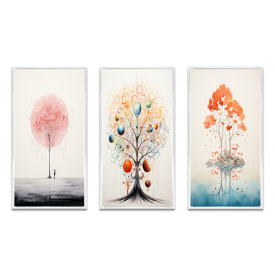 «Single Tree Impression Minimal Watercolor», 3 pièces