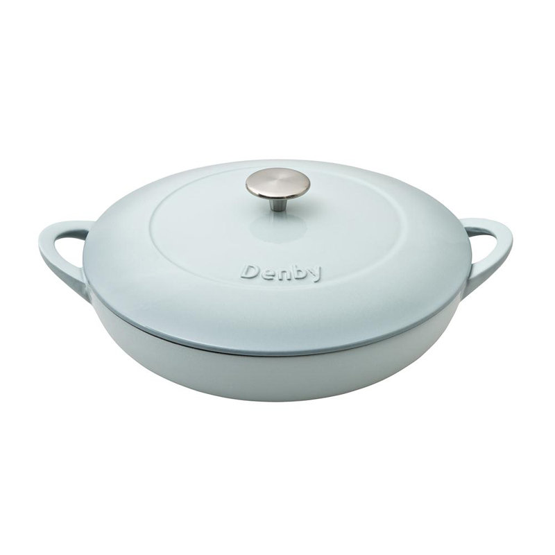 Denby Halo Cast Iron 3.8L Shallow Casserole, Pavilion Pale Blue