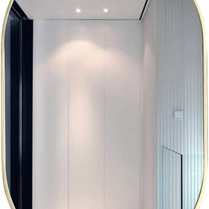 Miroir ovale en métal, Argent argent, 32 po x 32 po