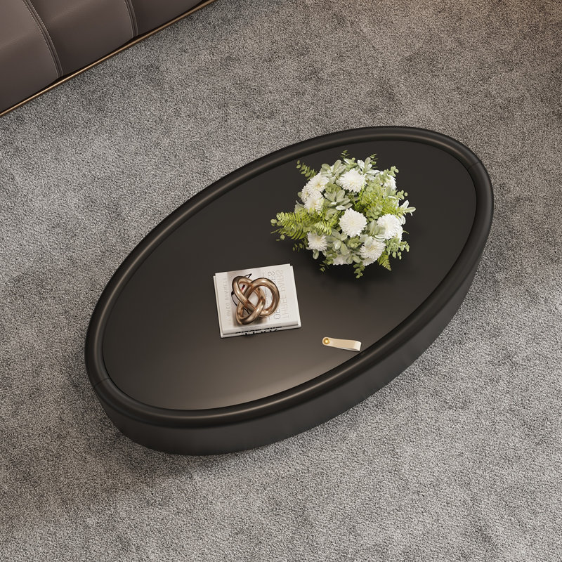Oval Hidden Storage Coffee Table, Black