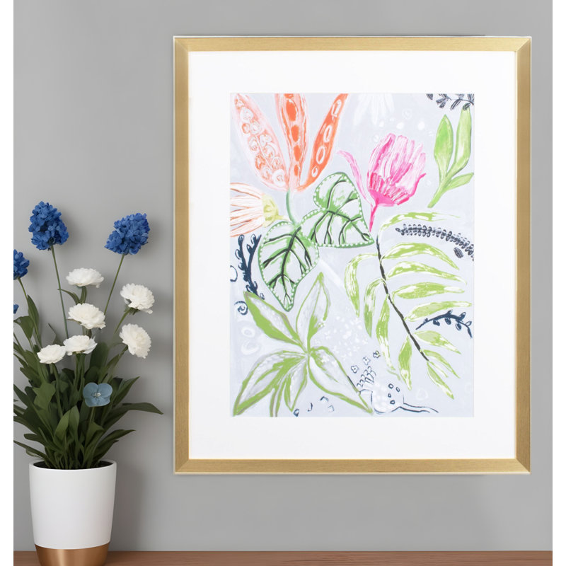 «Tropical Blooms II», reproduction d'art encadrée dorée