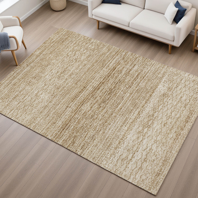 Premium Machine Washable Mayfield AMF2150 Striped Rug, Rectangle 10' x 14', Beige