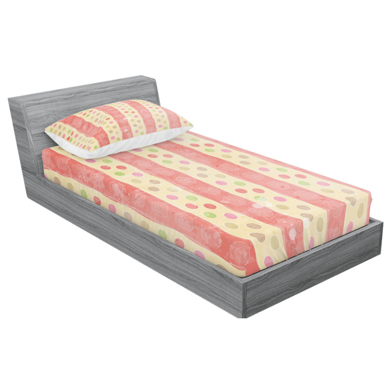 Twin XL Pink and Yellow Striped Microfiber Sheet Set