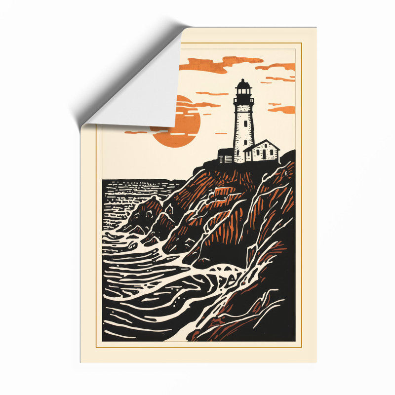 Lighthouse at Dusk Coastal - Framed Print, Unframed, A3 - 42.0 x 29.7 cm