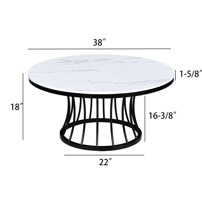 3 tables de cocktail modernes de luxe, tables rondes en faux marbre avec bases de cage contemporaines, 1 table basse et 2 tables de bout de style cage de 3 pièces