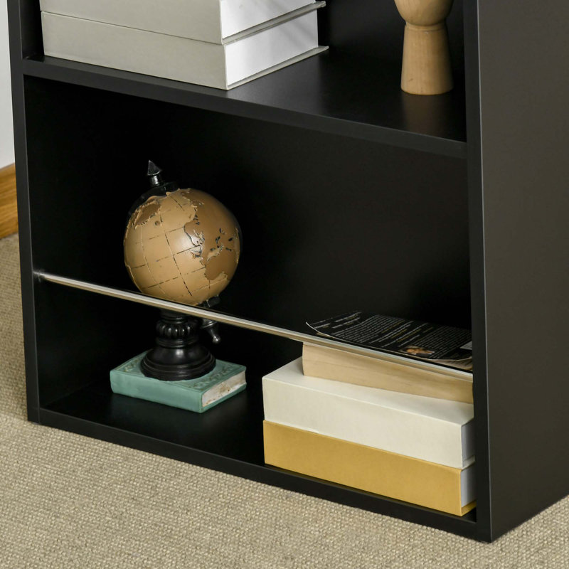 Black Wood Counter Height Bar Table with Storage Shelves