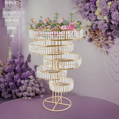 31.5''W Wedding Gold Crystal Flower Stand