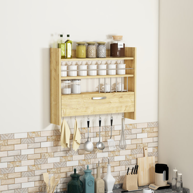 Wall Mounted Required Spice Rack, Natural