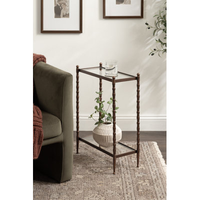 Prisha Rectangle Glass Narrow Side Table