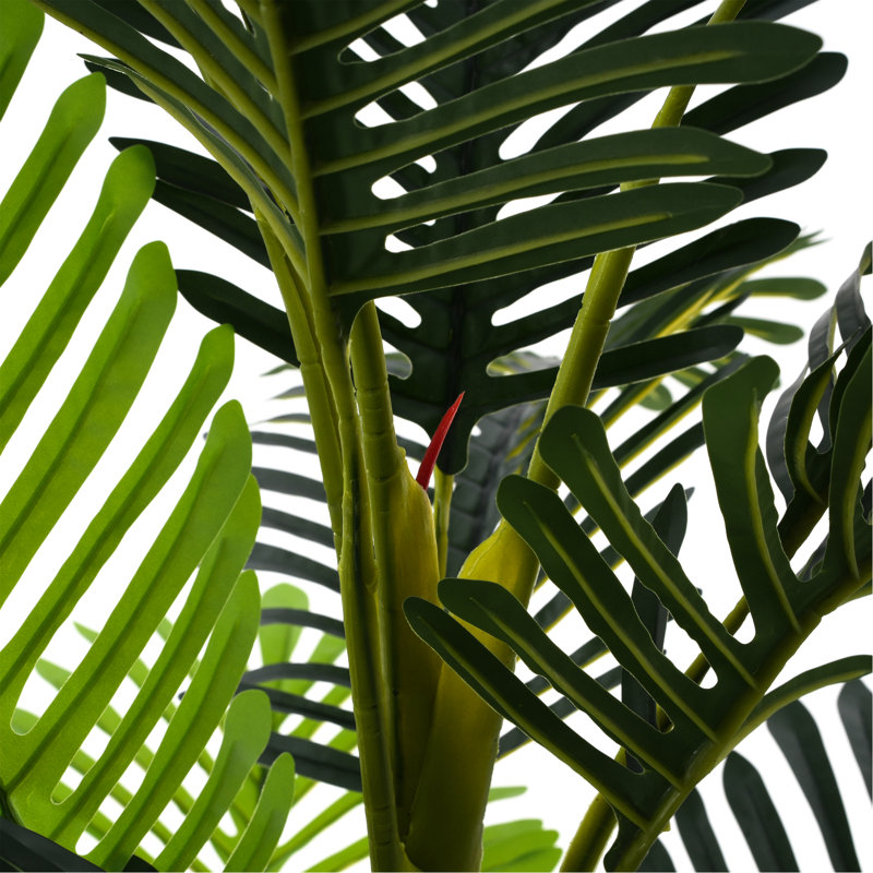 Arbre artificiel de 61 po avec pot, 2, aspect persistant, sans assemblage, pour les espaces intérieurs à longs plumes, feuilles réelles, pré-empoté, entretien facile