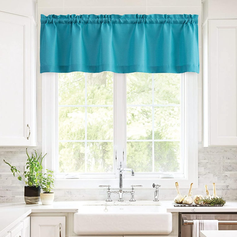 Marjolaine Tailored Window Valance, 60'' W x 16'' L, Turquoise