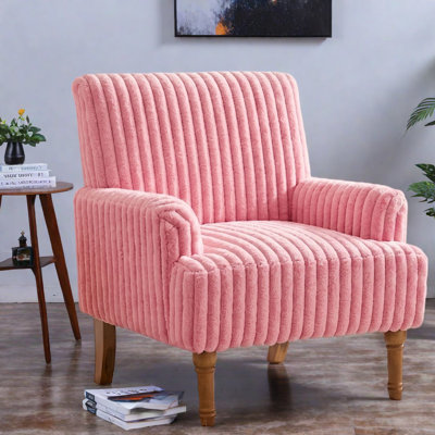 Chaises d'appoint confortables, chaise rose moderne en velours côtelé pour le salon