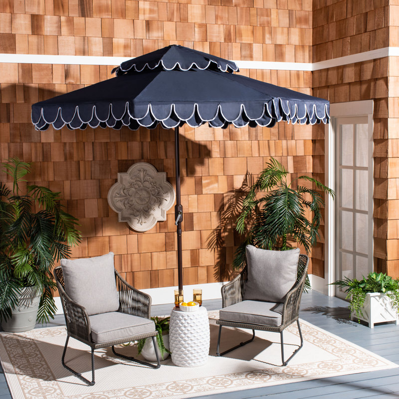 Outdoor Roslyn Crank Outdoor Umbrella, Blue/White