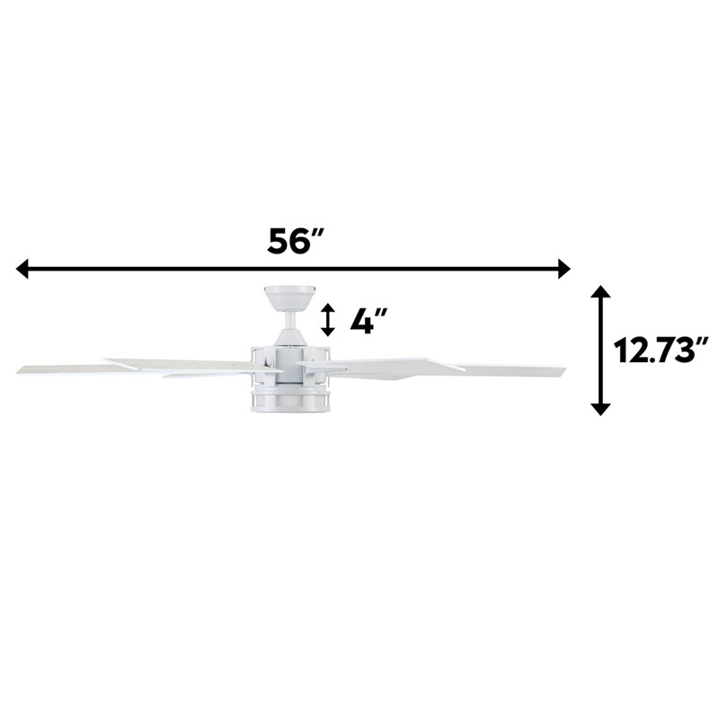 Bright White 56-Inch Ceiling Fan with LED Light and Remote