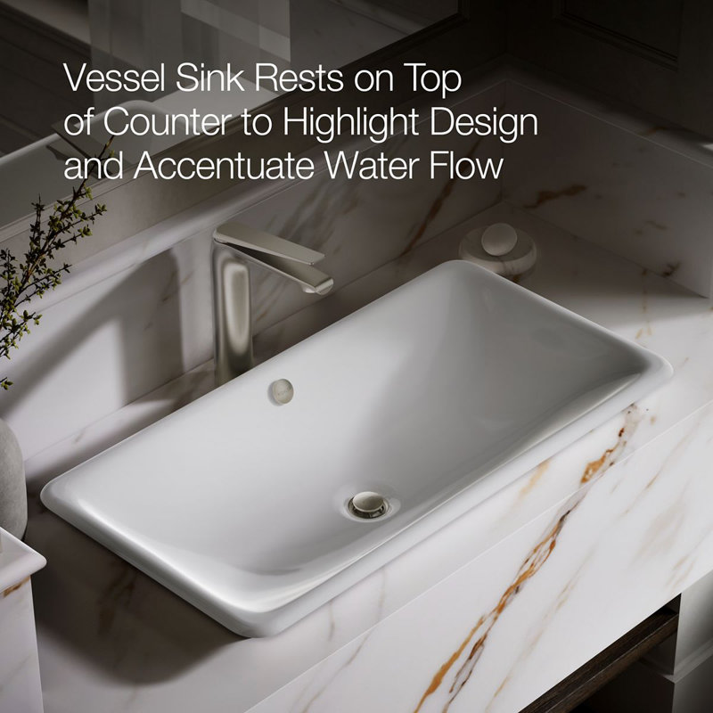 Iron Plains Metal Rectangle Dual Mount Bathroom Sink with Overflow, White/Black