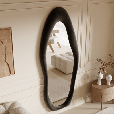 Miroir de plancher asymétrique en velours Art Deco